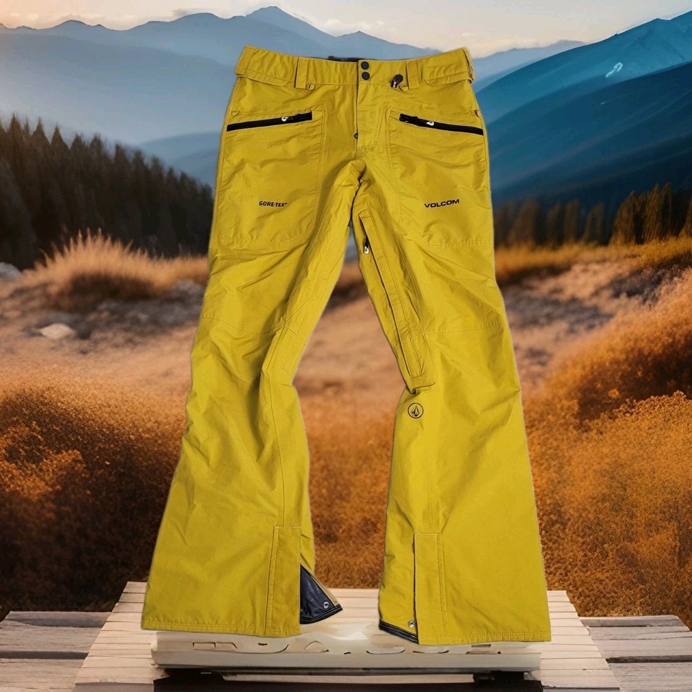 ❄️Volcom L GORE-TEX Snowboard Pants Men S Gold Yellow Rare Salesman Sample XLNT